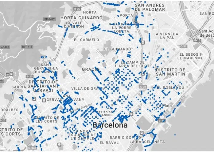 Mapa de la zona azul de Barcelona