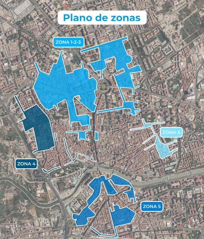 Mapa de la zona azul de Murcia