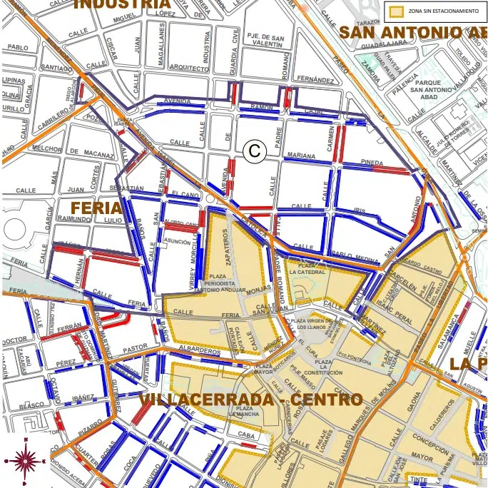 Mapa de la zona azul de Albacete