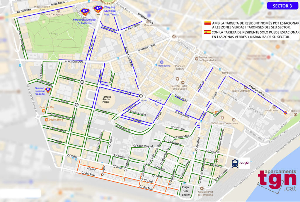 Mapa Zona Azul Tarragona Sector 3