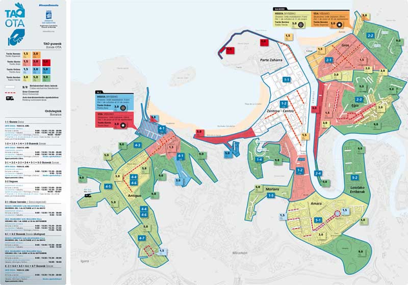 Mapa de la Zona Azul de Donosti San Sebastian