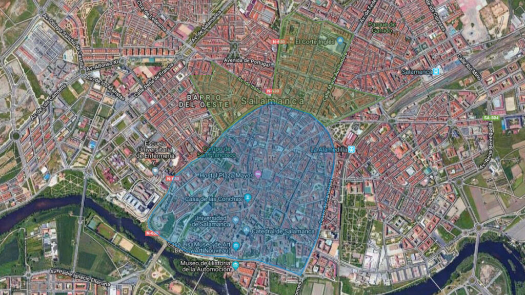 Mapa de la Zona azul de Salamanca